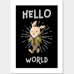 Hello World - cute bunny Posters and Art